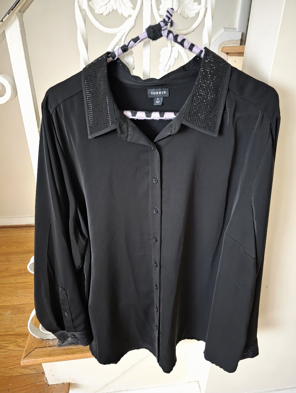 Torrid Black Button-Up Top with Embellished Collar